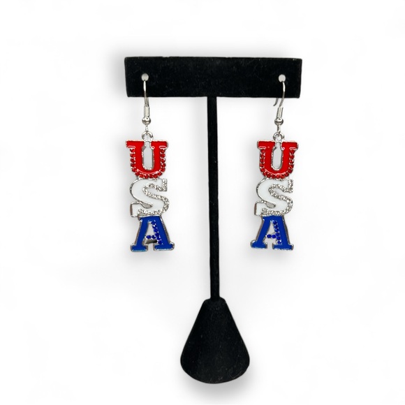 Americana 🇺🇸 USA Dangle Earrings silver tone NWOT - Picture 4 of 4
